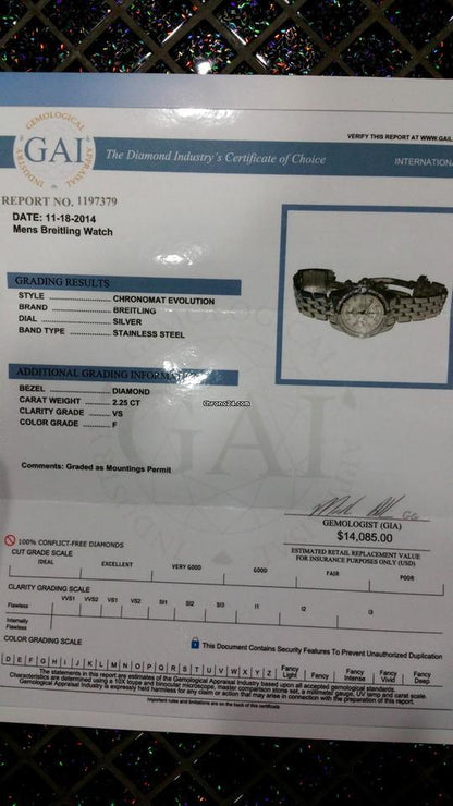 Breitling Chronomat Evolution Automatic Men's Watch With Steel Case and Strap Authentic Luxury Timepiece