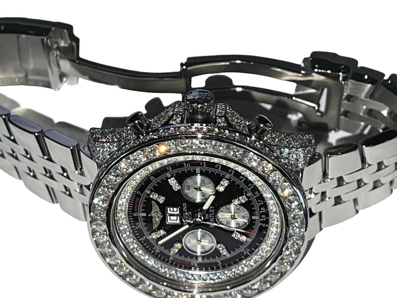 Breitling Bentley 6.75 Automatic Men's Watch With Steel Case and Strap Authentic Luxury Timepiece