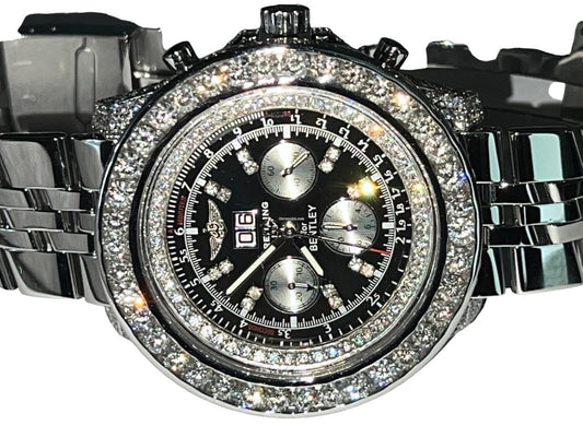 Breitling Bentley 6.75 Automatic Men's Watch With Steel Case and Strap Authentic Luxury Timepiece