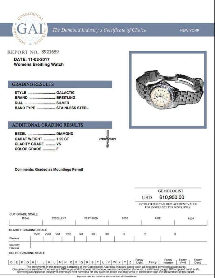 Breitling Galactic 30 Quartz Women's Watch With Steel Case and Strap Authentic Luxury Timepiece