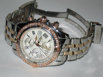 Breitling Chronomat Evolution Automatic Unisex Watch Gold/Steel Case With Gold/Steel Strap Authentic Luxury Timepiece