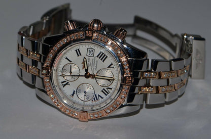 Breitling Chronomat Evolution Automatic Unisex Watch Gold/Steel Case With Gold/Steel Strap Authentic Luxury Timepiece
