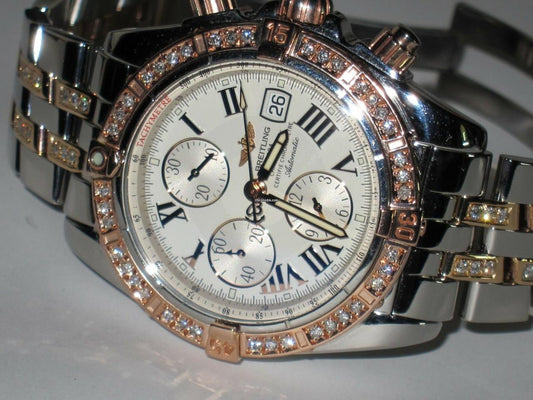 Breitling Chronomat Evolution Automatic Men's Watch Gold/Steel Case With Gold/Steel Strap Authentic Luxury Timepiece