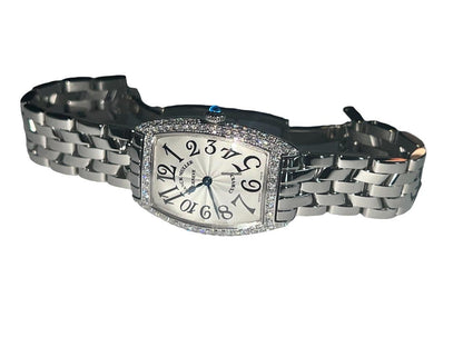 Franck Muller Cintrée Curvex Quartz Women's Watch With Steel Case and Strap Authentic Luxury Timepiece