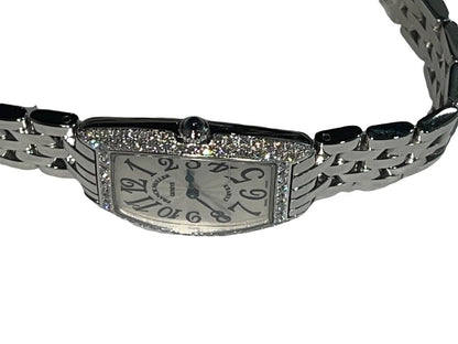 Franck Muller Cintrée Curvex Quartz Women's Watch With Steel Case and Strap Authentic Luxury Timepiece