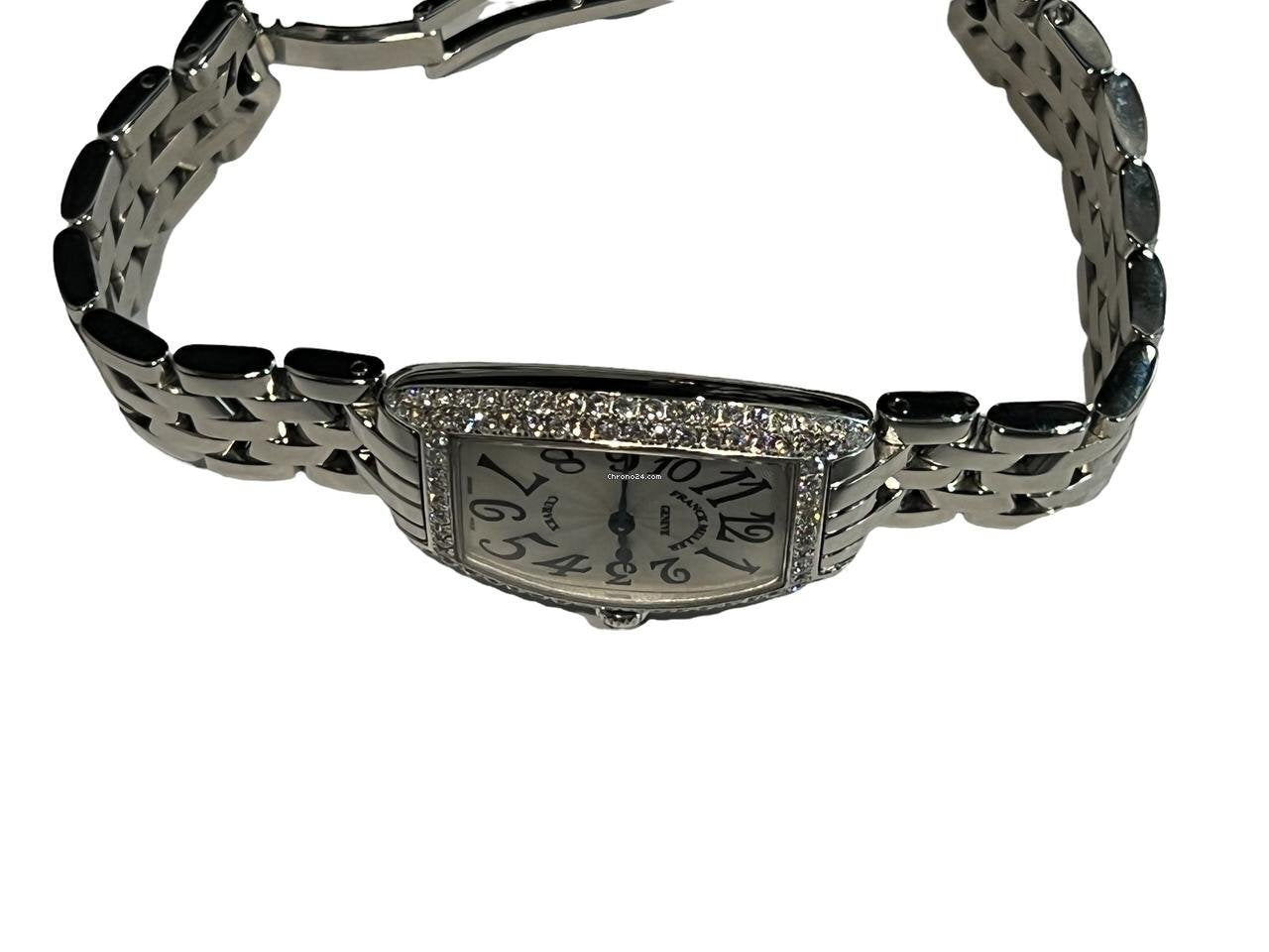 Franck Muller Cintrée Curvex Quartz Women's Watch With Steel Case and Strap Authentic Luxury Timepiece