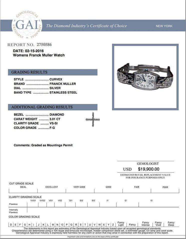 Franck Muller Cintrée Curvex Quartz Women's Watch With Steel Case and Strap Authentic Luxury Timepiece