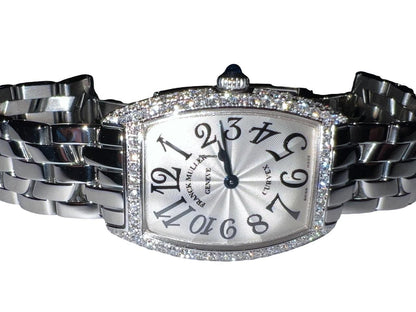 Franck Muller Cintrée Curvex Quartz Women's Watch With Steel Case and Strap Authentic Luxury Timepiece