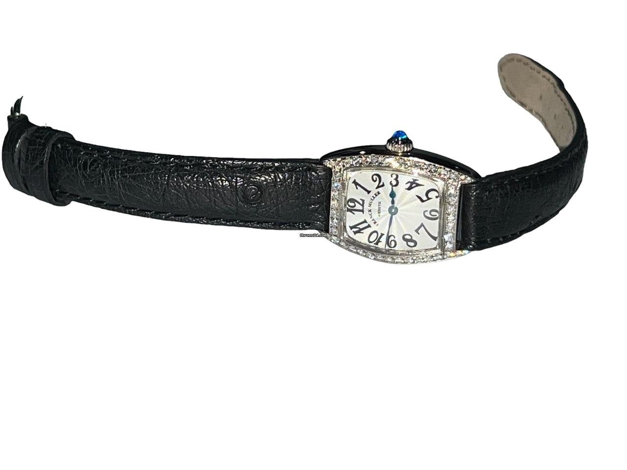 Franck Muller Quartz Women's Watch White Gold Case With Leather Strap Authentic Luxury Timepiece
