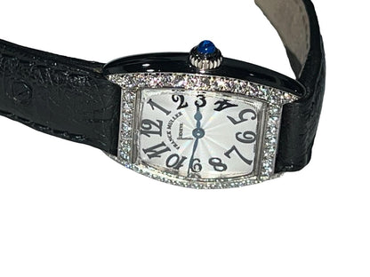 Franck Muller Quartz Women's Watch White Gold Case With Leather Strap Authentic Luxury Timepiece
