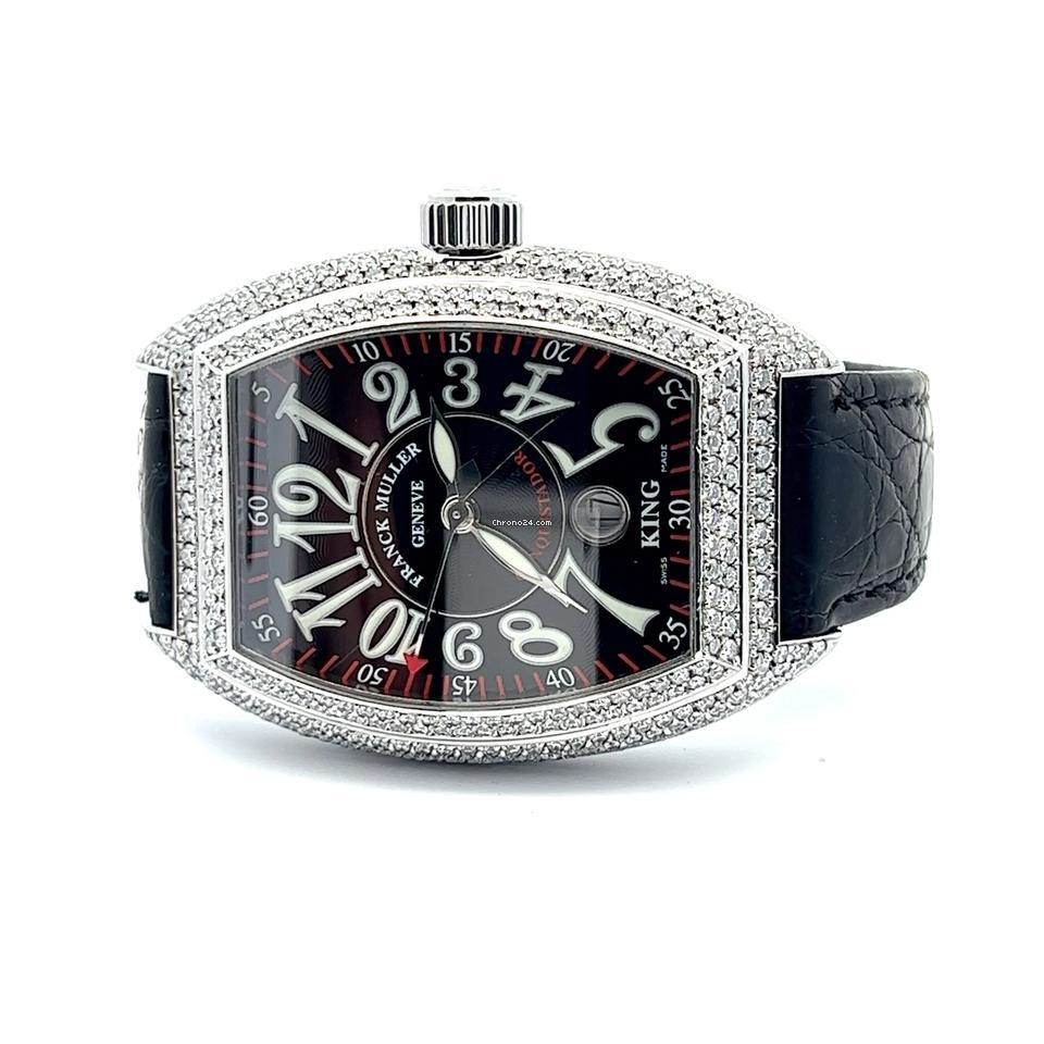 Franck Muller Conquistador Automatic Men's Watch Steel Case With Leather Strap Authentic Luxury Timepiece