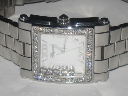 Chopard Happy Sport Quartz Women's Watch With Steel Case and Strap Authentic Luxury Timepiece