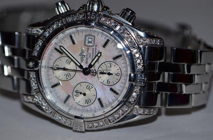 Breitling Chronomat Evolution Automatic Unisex Watch With Steel Case and Strap Authentic Luxury Timepiece