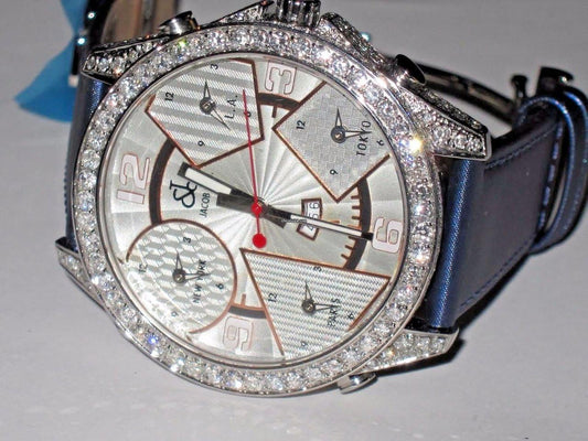 Jacob & Co. Quartz Men's Watch Steel Case With Leather Strap Authentic Luxury Timepiece