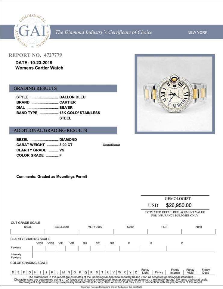 Cartier Ballon Bleu 36mm Automatic Women's Watch Gold/Steel Case With Gold/Steel Strap Authentic Luxury Timepiece