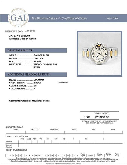 Cartier Ballon Bleu 36mm Automatic Women's Watch Gold/Steel Case With Gold/Steel Strap Authentic Luxury Timepiece