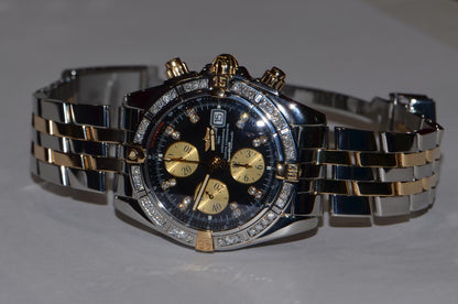Breitling Chronomat Evolution Automatic Unisex Watch Gold/Steel Case With Gold/Steel Strap Authentic Luxury Timepiece