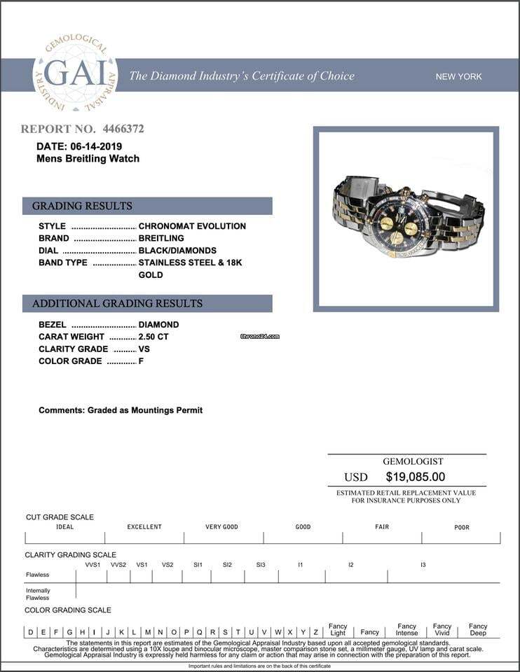 Breitling Chronomat Evolution Automatic Unisex Watch Gold/Steel Case With Gold/Steel Strap Authentic Luxury Timepiece
