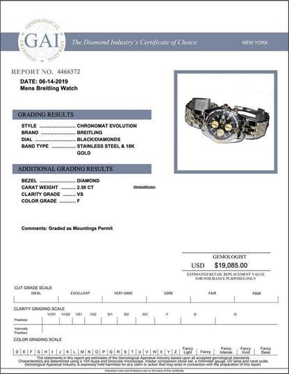 Breitling Chronomat Evolution Automatic Unisex Watch Gold/Steel Case With Gold/Steel Strap Authentic Luxury Timepiece