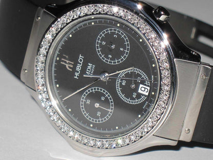 Hublot Quartz Men's Watch Steel Case With Rubber Strap Authentic Luxury Timepiece