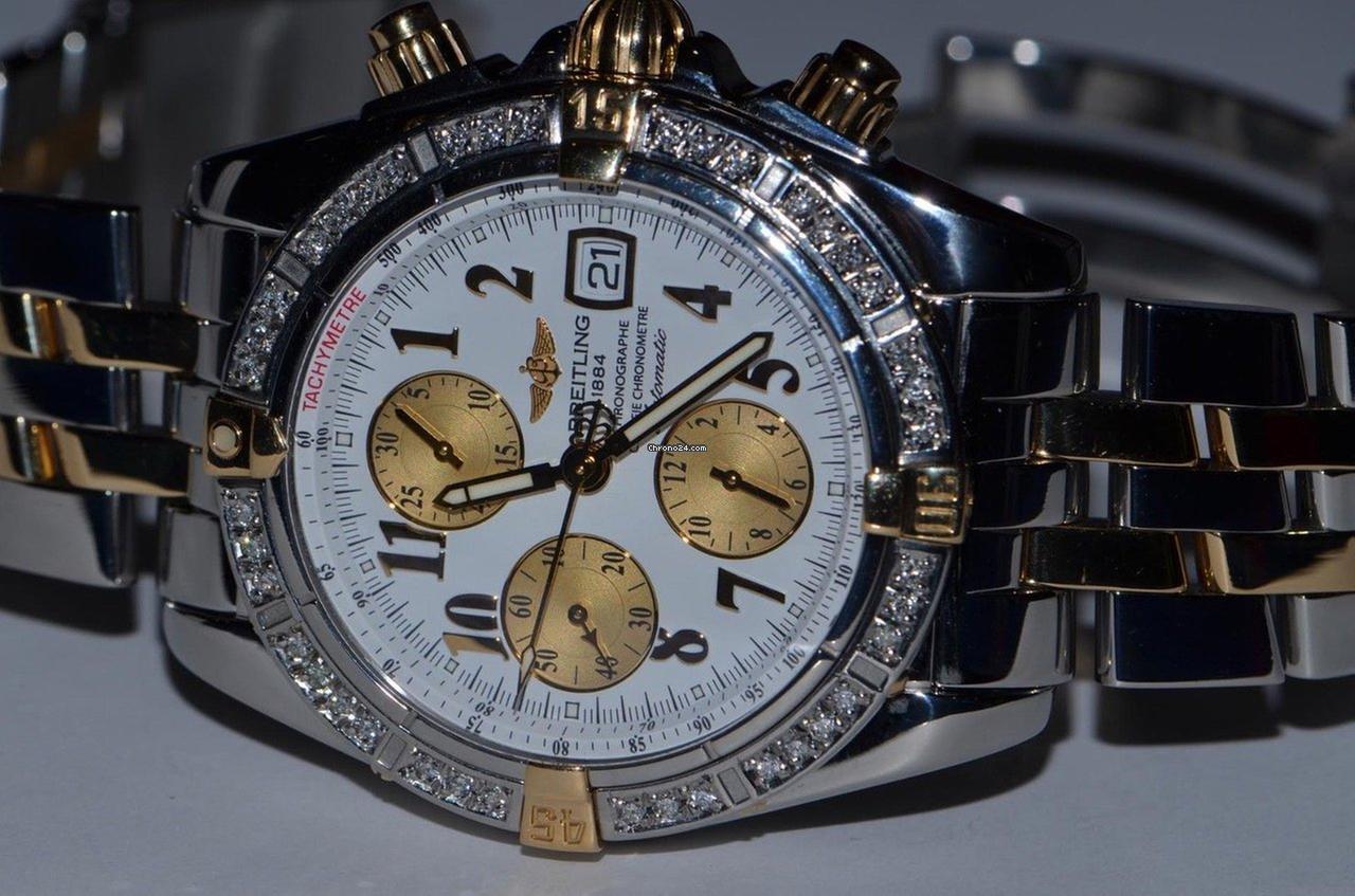 Breitling Chronomat Evolution Automatic Unisex Watch Gold/Steel Case With Gold/Steel Strap Authentic Luxury Timepiece