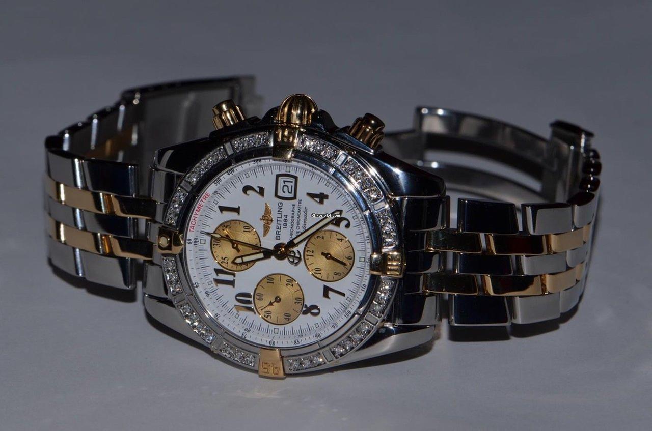 Breitling Chronomat Evolution Automatic Unisex Watch Gold/Steel Case With Gold/Steel Strap Authentic Luxury Timepiece