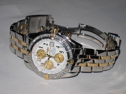 Breitling Chronomat Evolution Automatic Unisex Watch Gold/Steel Case With Gold/Steel Strap Authentic Luxury Timepiece