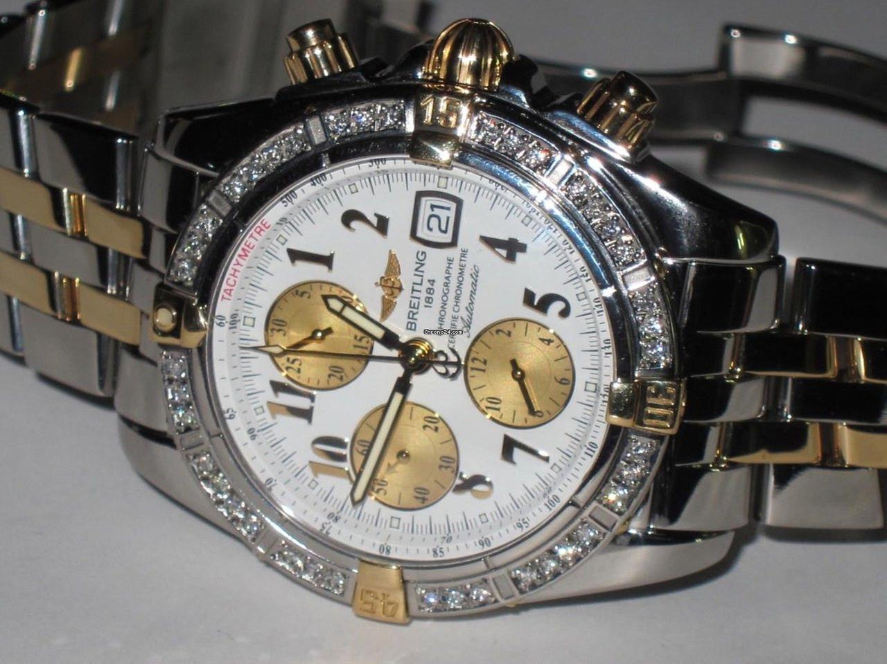 Breitling Chronomat Evolution Automatic Unisex Watch Gold/Steel Case With Gold/Steel Strap Authentic Luxury Timepiece