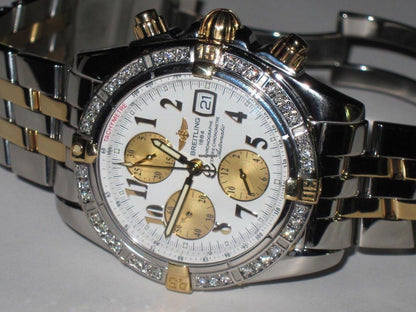 Breitling Chronomat Evolution Automatic Unisex Watch Gold/Steel Case With Gold/Steel Strap Authentic Luxury Timepiece