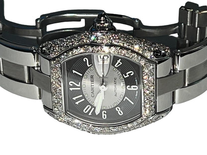 Cartier Roadster Automatic Men's Watch With Steel Case and Strap Authentic Luxury Timepiece