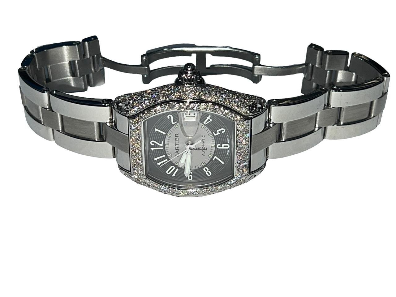 Cartier Roadster Automatic Men's Watch With Steel Case and Strap Authentic Luxury Timepiece