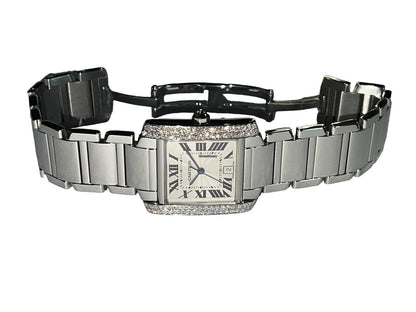 Cartier Tank Française Automatic Men's Watch With Steel Case and Strap Authentic Luxury Timepiece
