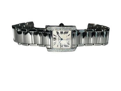 Cartier Tank Française Automatic Men's Watch With Steel Case and Strap Authentic Luxury Timepiece