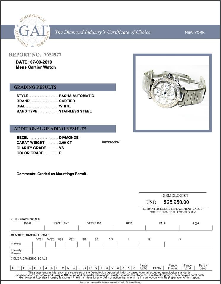 Cartier Pasha Automatic Women's Watch With Steel Case and Strap Authentic Luxury Timepiece