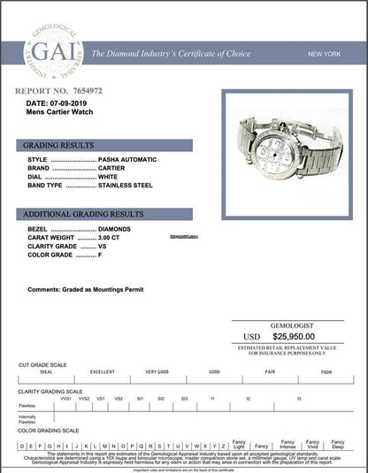 Cartier Pasha Automatic Women's Watch With Steel Case and Strap Authentic Luxury Timepiece