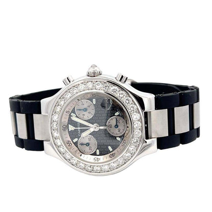 Cartier 21 Chronoscaph Quartz Men's Watch Steel Case With Rubber Strap Authentic Luxury Timepiece