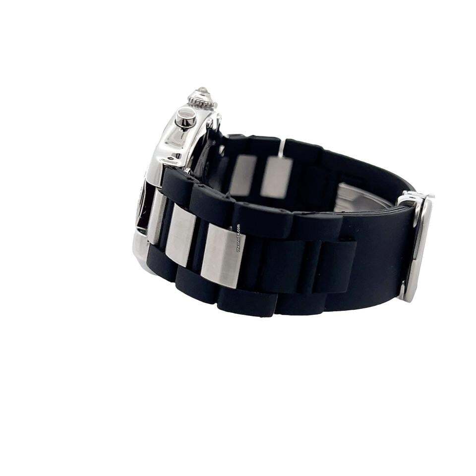 Cartier 21 Chronoscaph Quartz Men's Watch Steel Case With Rubber Strap Authentic Luxury Timepiece