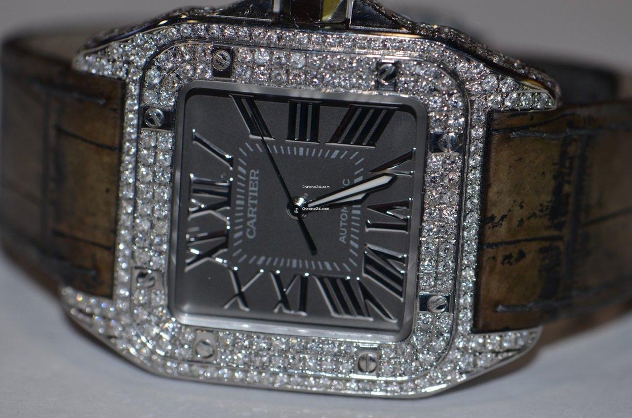 Cartier Santos 100 Automatic Men's Watch Steel Case With Leather Strap Authentic Luxury Timepiece