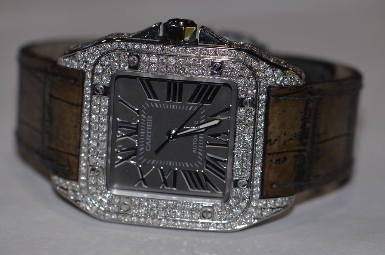 Cartier Santos 100 Automatic Men's Watch Steel Case With Leather Strap Authentic Luxury Timepiece