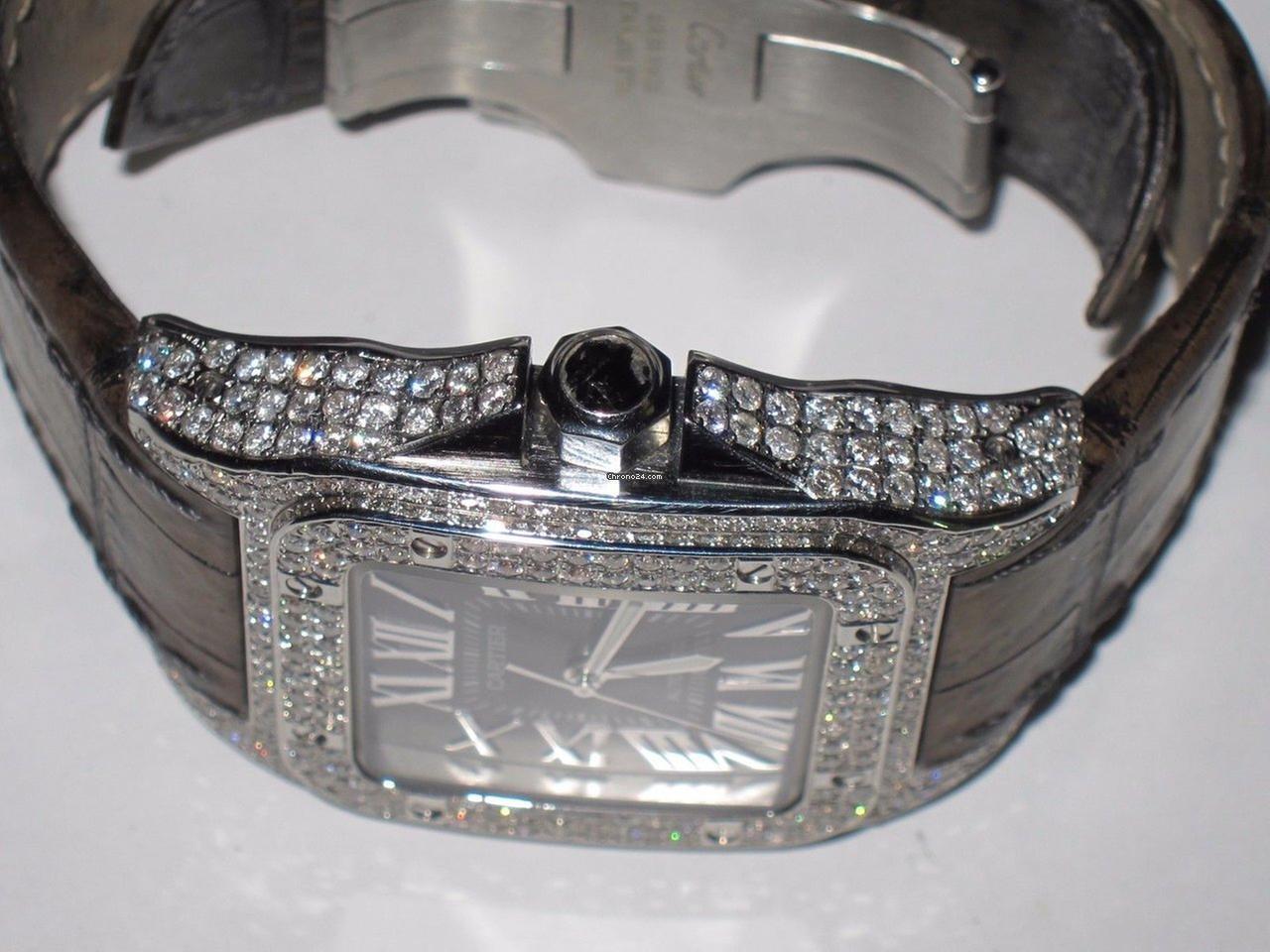 Cartier Santos 100 Automatic Men's Watch Steel Case With Leather Strap Authentic Luxury Timepiece