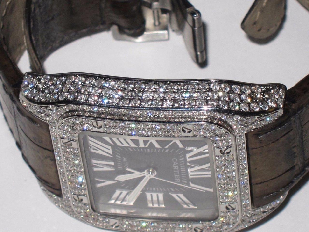 Cartier Santos 100 Automatic Men's Watch Steel Case With Leather Strap Authentic Luxury Timepiece