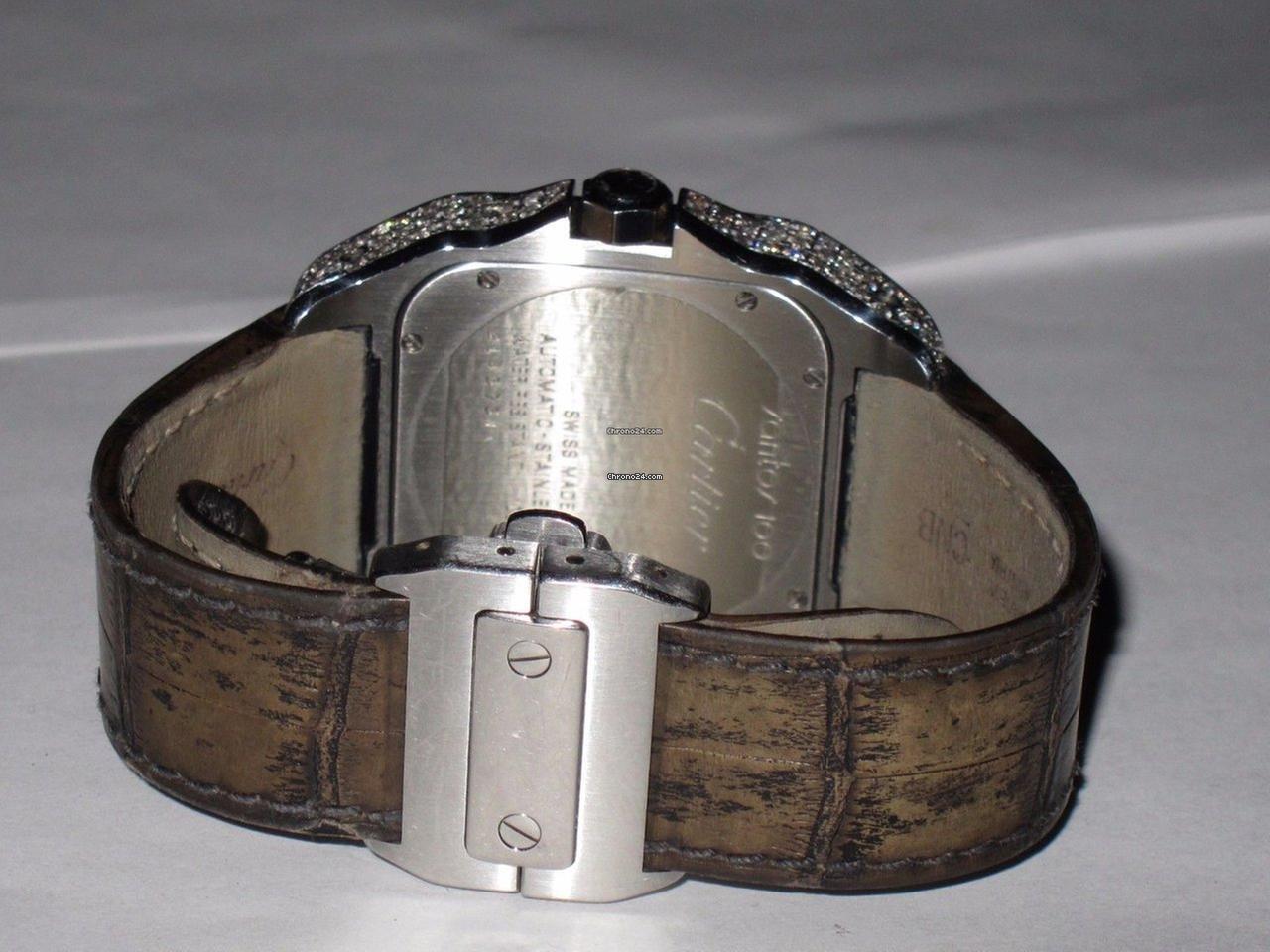 Cartier Santos 100 Automatic Men's Watch Steel Case With Leather Strap Authentic Luxury Timepiece