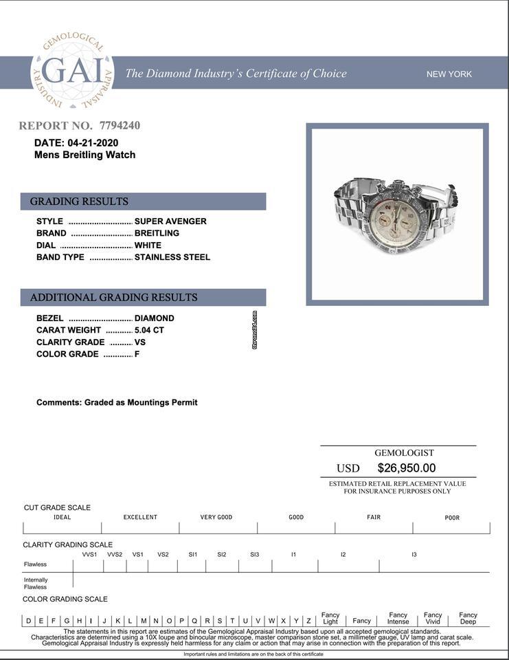 Breitling Super Avenger Automatic Unisex Watch With Steel Case and Strap Authentic Luxury Timepiece