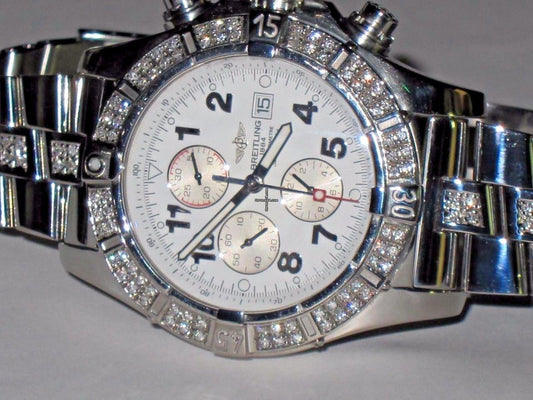 Breitling Super Avenger Automatic Men's Watch With Steel Case and Strap Authentic Luxury Timepiece