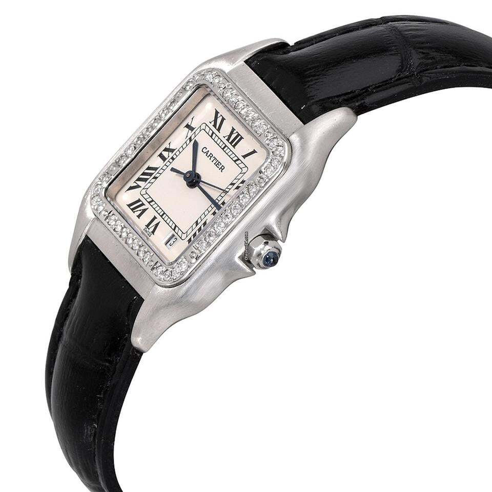 Cartier Panthère Quartz Women's Watch Steel Case With Leather Strap Authentic Luxury Timepiece