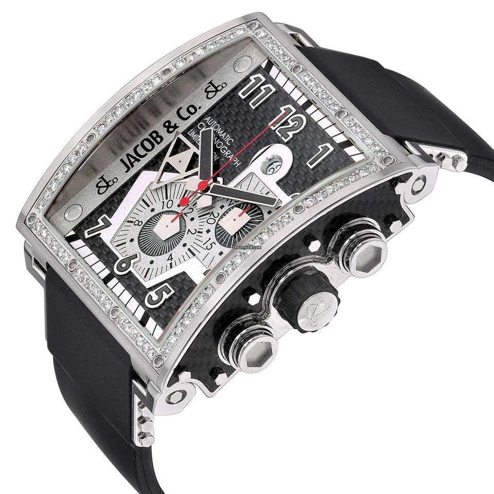 Jacob & Co. Automatic Men's Watch Steel Case With Rubber Strap Authentic Luxury Timepiece