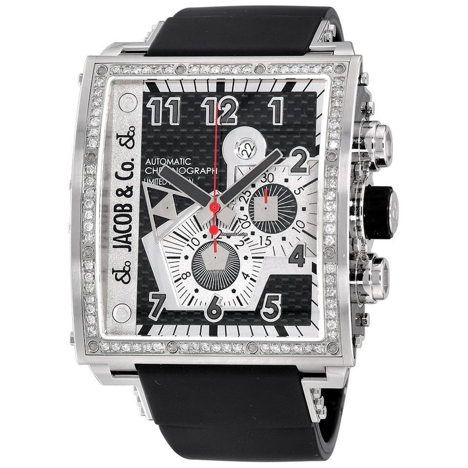 Jacob & Co. Automatic Men's Watch Steel Case With Rubber Strap Authentic Luxury Timepiece