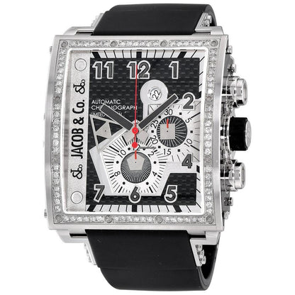 Jacob & Co. Automatic Men's Watch Steel Case With Rubber Strap Authentic Luxury Timepiece