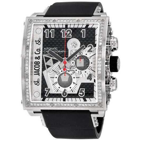 Jacob & Co. Automatic Men's Watch Steel Case With Rubber Strap Authentic Luxury Timepiece