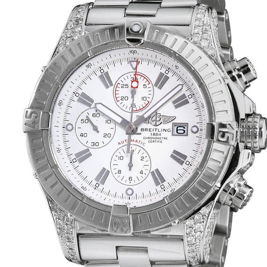 Breitling Super Avenger Automatic Men's Watch With Steel Case and Strap Authentic Luxury Timepiece